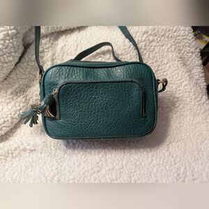 Green Crossbody Bag with Tassel Accent - Women